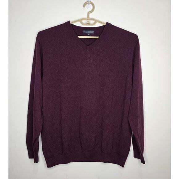 Hart Schaffner Marx maroon merino wool long sleeve v-neck sweater - 2XT 2XL tall - Picture 1 of 4
